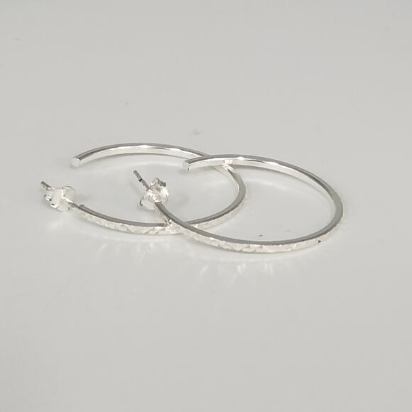 Classic Sterling Silver Diamond Cut Lightweight Hoops Earrings - Picture 2 of 7